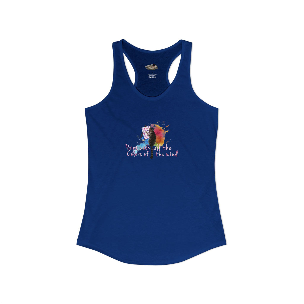 Women's Racerback Tank — "Paint With All the Colors of the Wind" Flounder the Purrcasso Art Tank