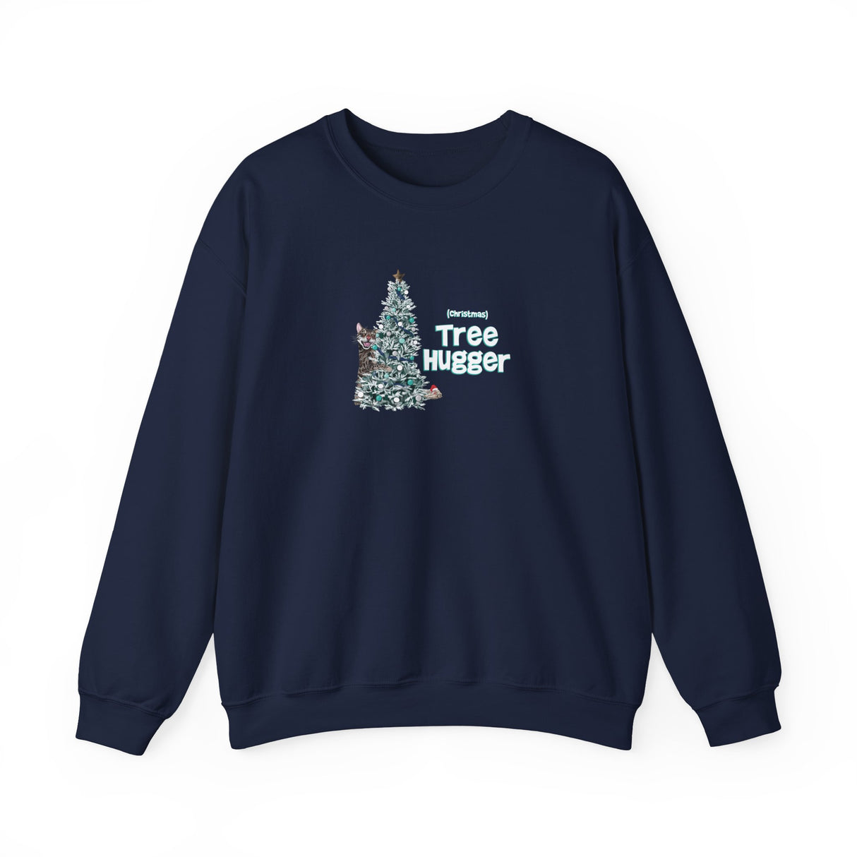 Crewneck Sweatshirt Christmas Tree Hugger Flounder the Purrmaid Design