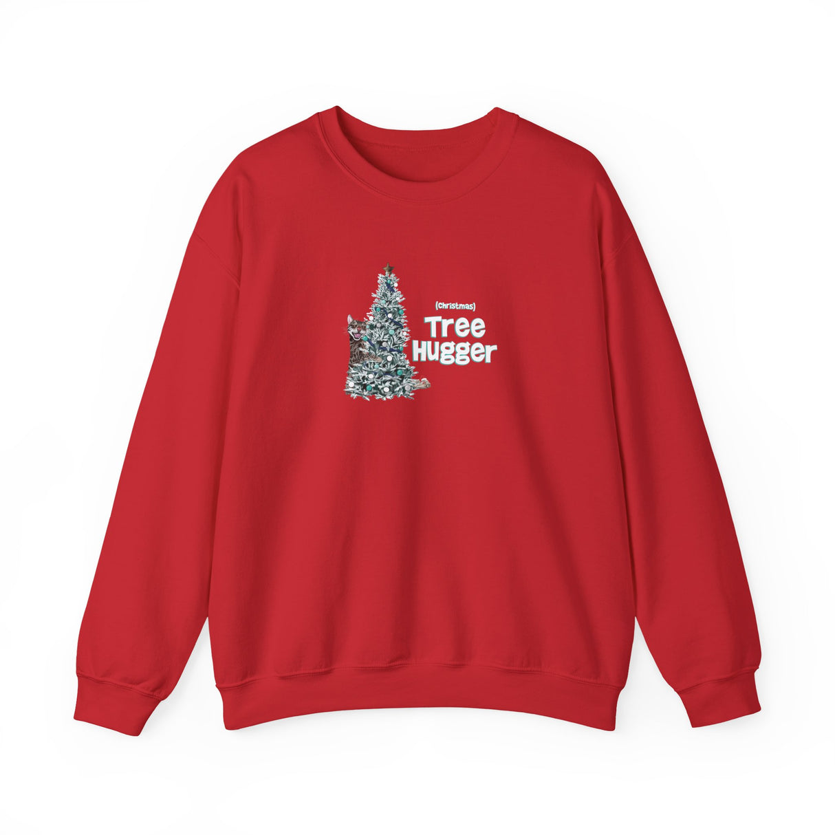 Crewneck Sweatshirt Christmas Tree Hugger Flounder the Purrmaid Design