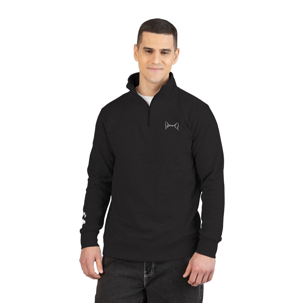 Cat Remembrance Embroidered Fleece Pullover — "Fiki" Paw & Ear Design