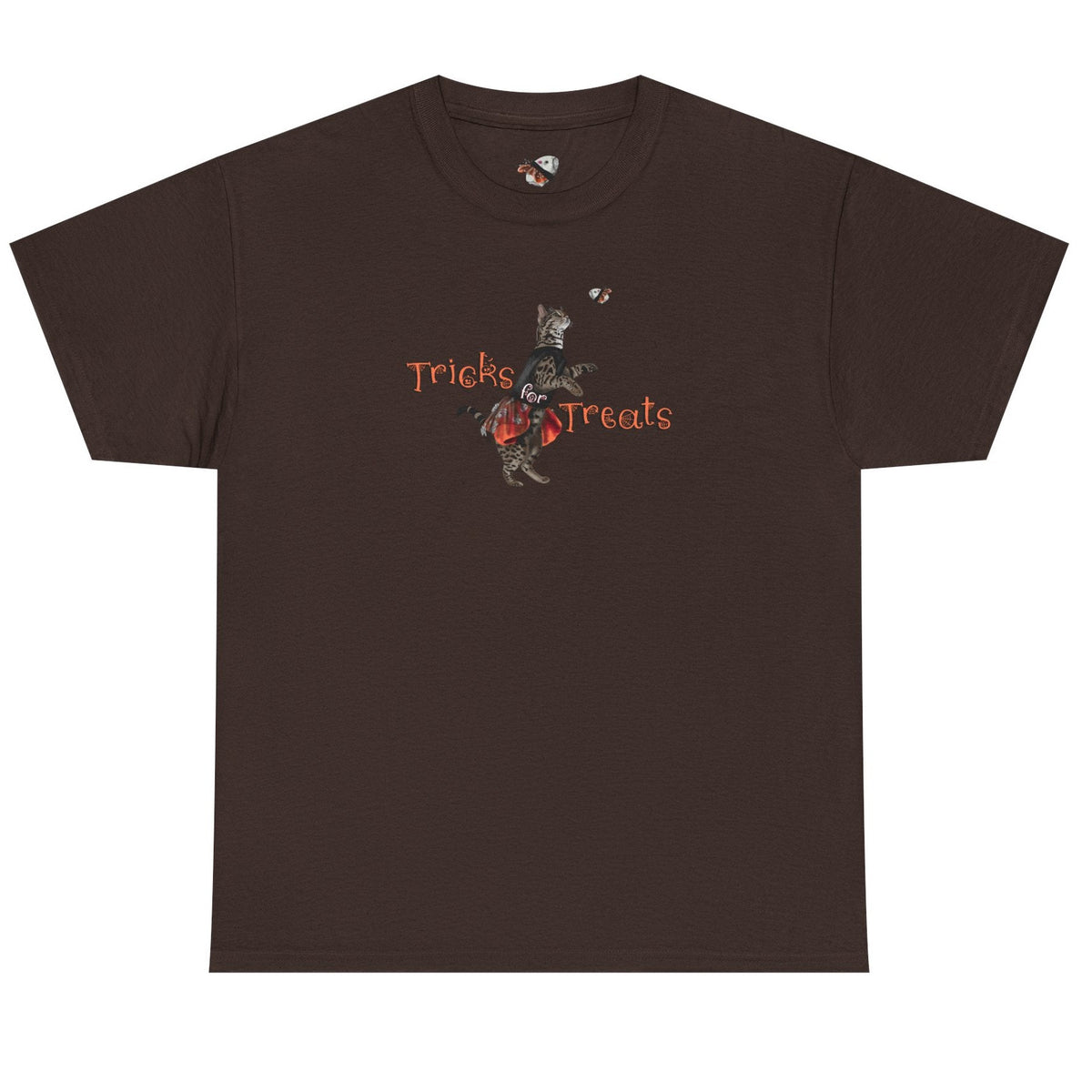 Tricks for Treats Flounder Halloween Ballet T-Shirt, shown in Dark Chocolate