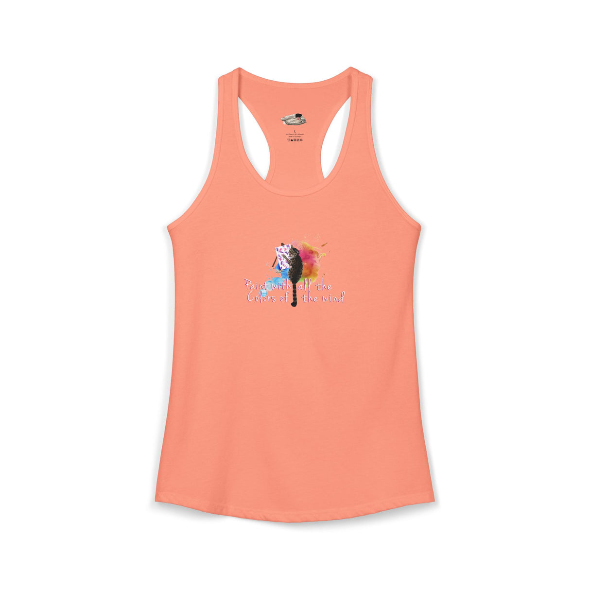 Women's Racerback Tank — "Paint With All the Colors of the Wind" Flounder the Purrcasso Art Tank
