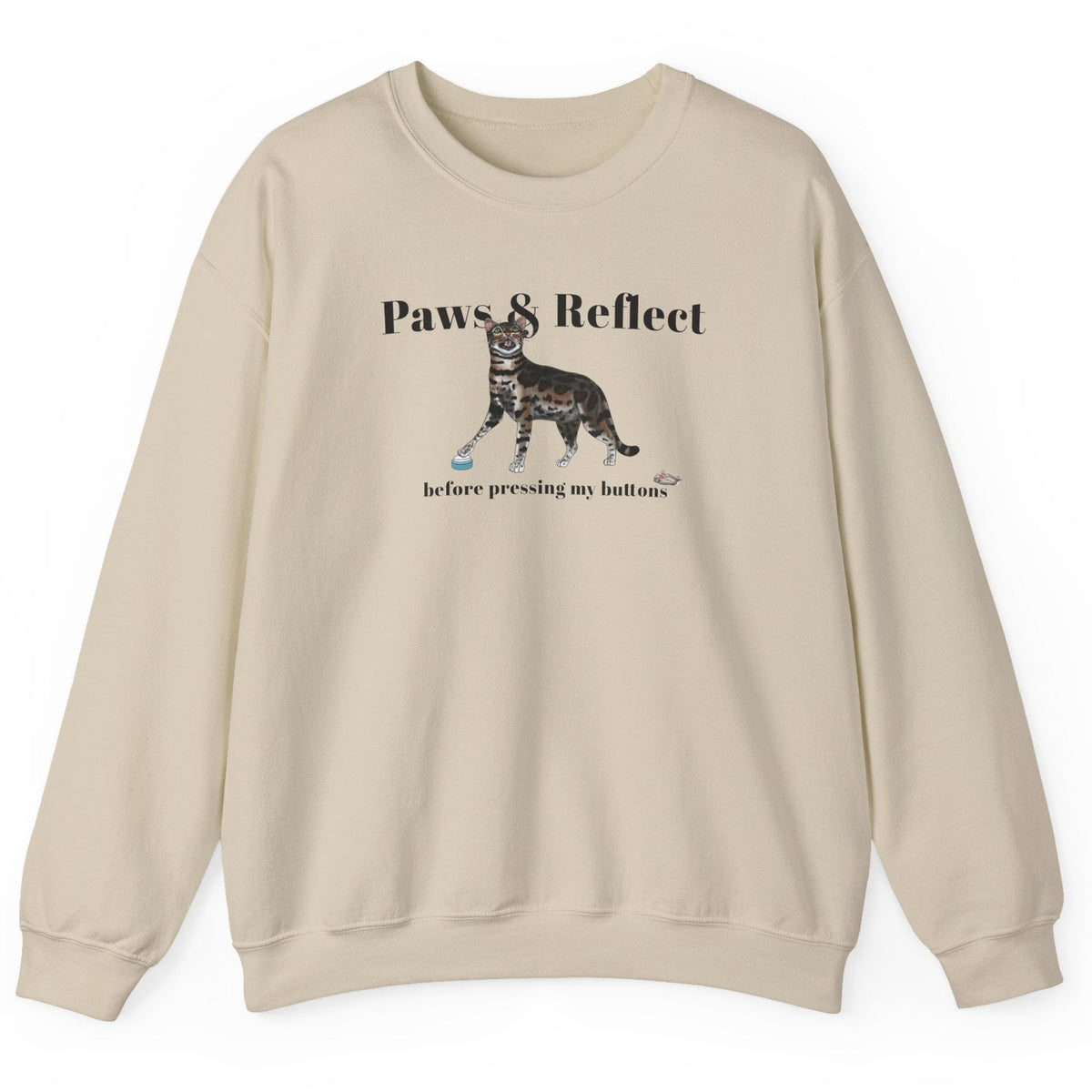Cat Purrmaid Sweatshirt with Paws and Reflect Design, shown in Sand
