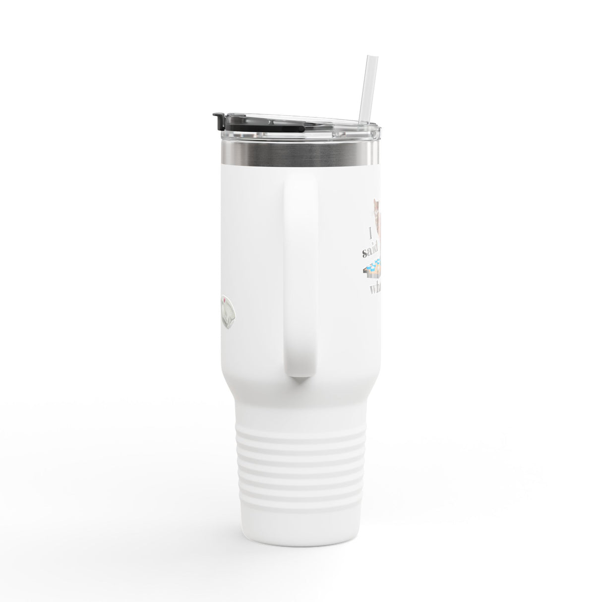 40oz Insulated Travel Mug — “I Said What I Said” Flounder Talking Pet Buttons Design