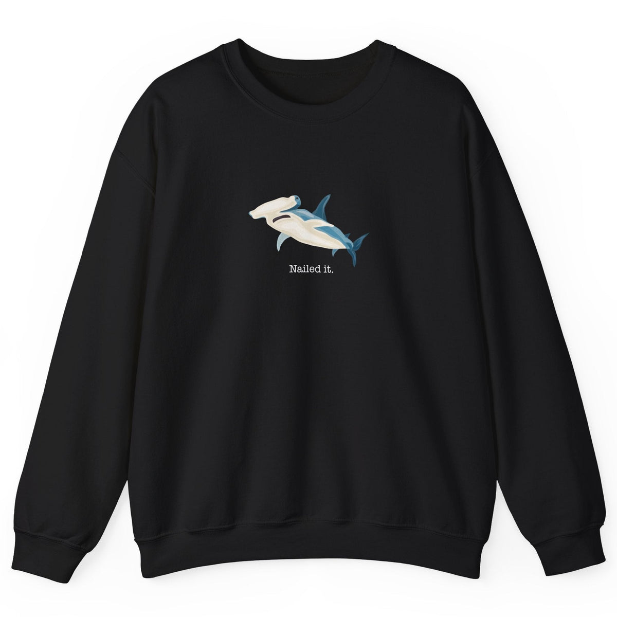 Nailed It shark crewneck sweatshirt in black