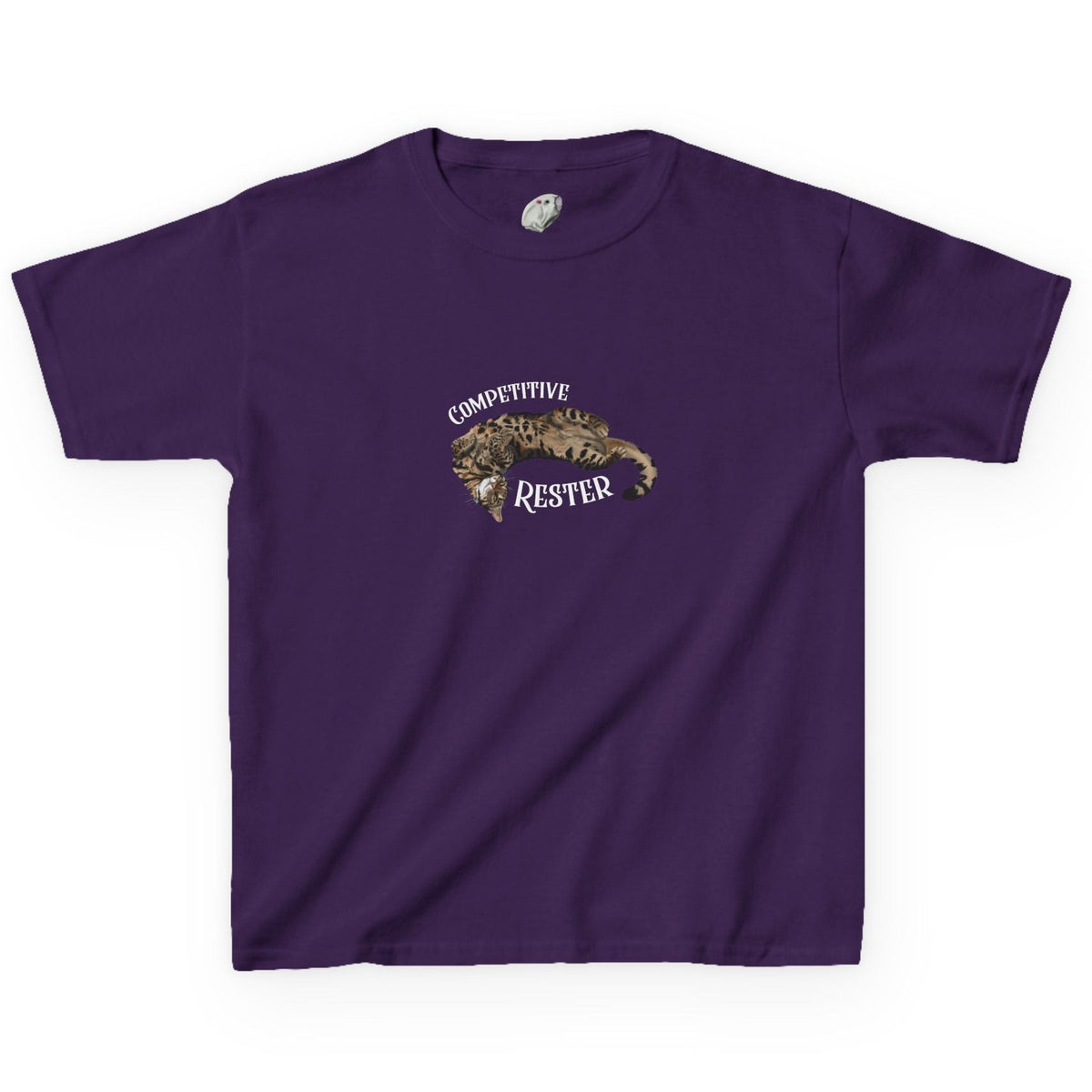 Kids 'Competitive Rester' T-Shirt - Flounder Funny Resting Pose Tee, shown in Purple