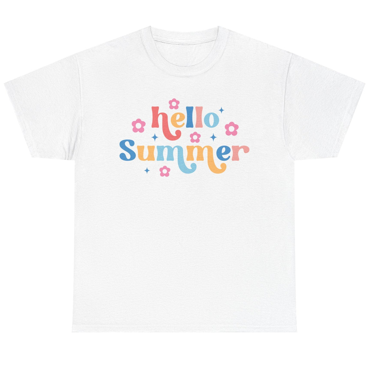 Rainbow Hello Summer cotton tee in white
