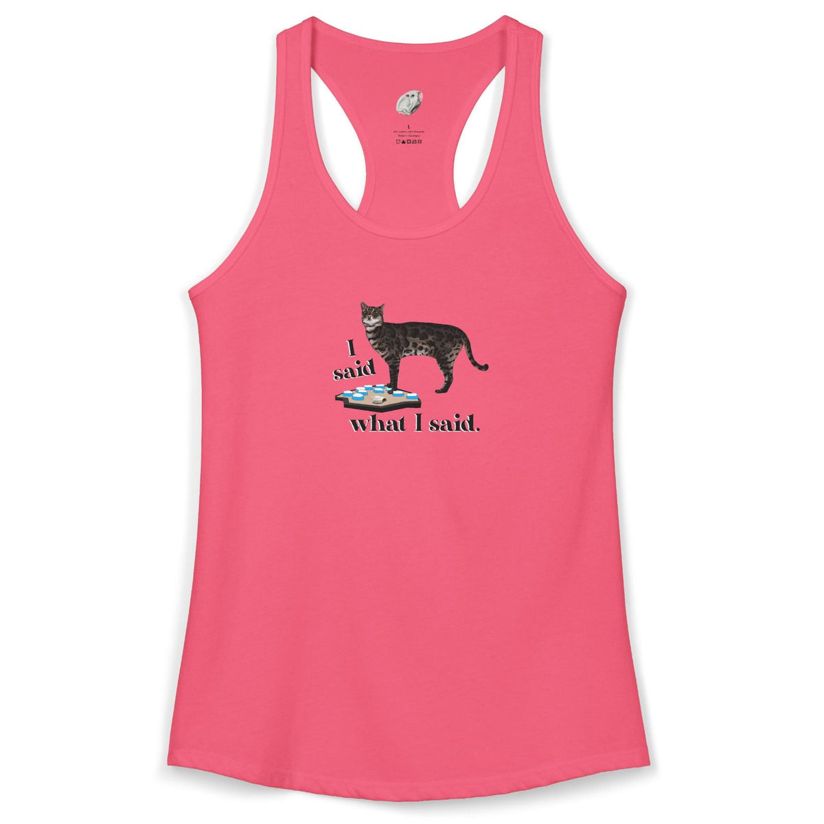 I Said What I Said Tank - Flounder Talking Pet Buttons Racerback Tank, shown in Hot Pink