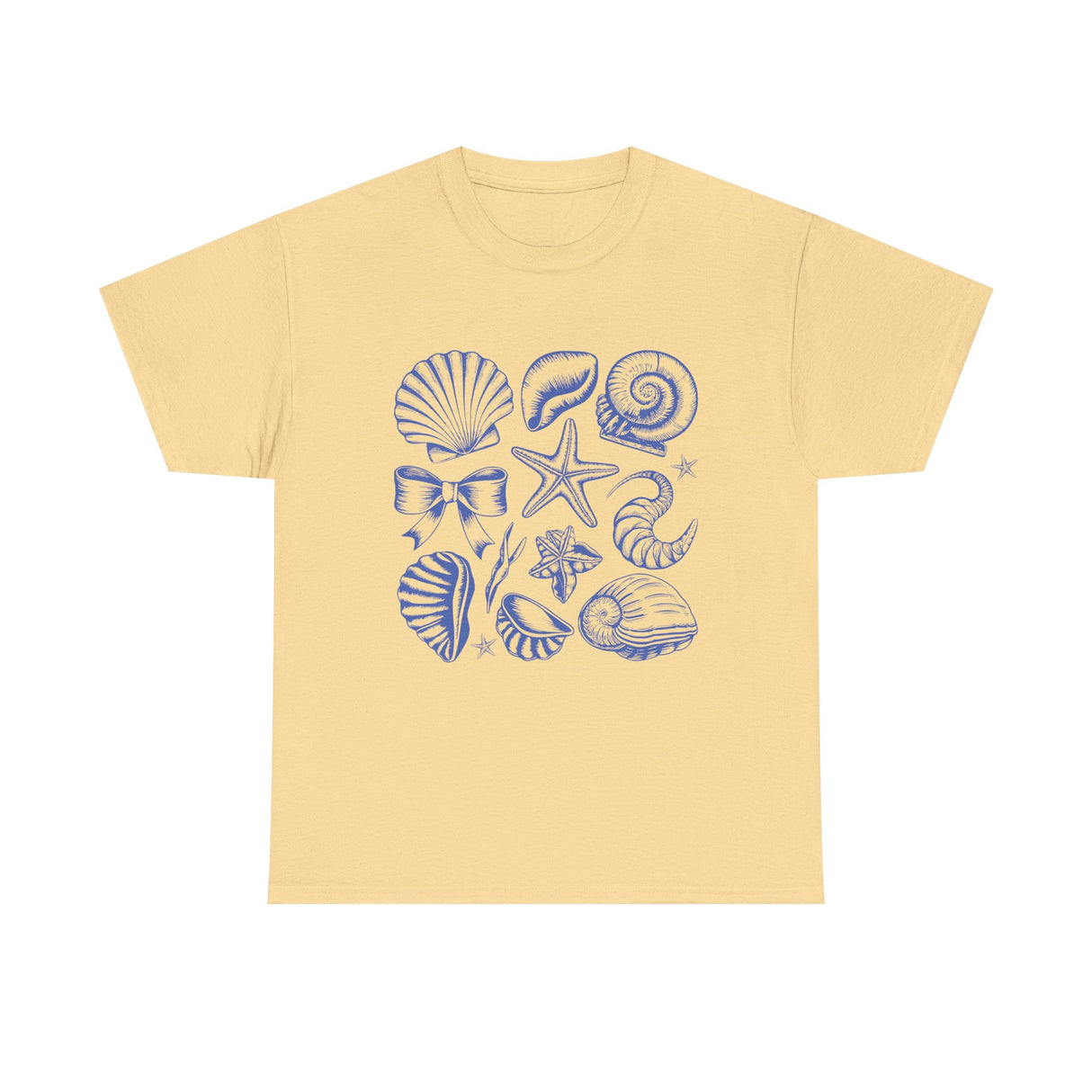 Blue Coastal Coquette Shell Cotton T-Shirt