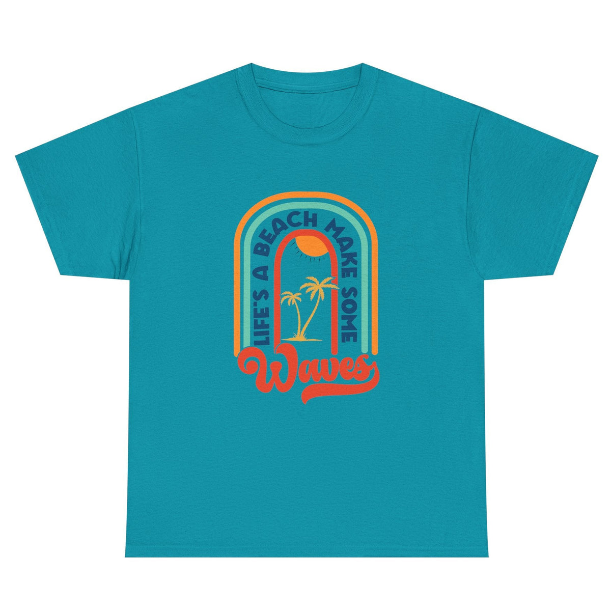 Life's a Beach cotton tee in tropical blue