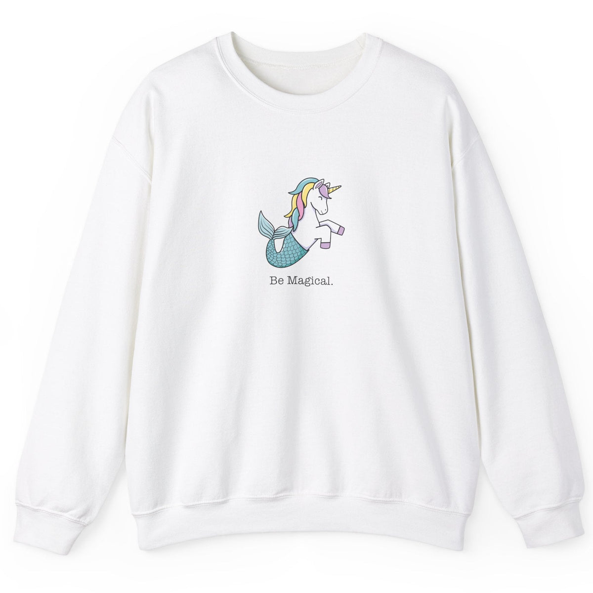 Be Magical mermaid unicorn crewneck sweatshirt in white