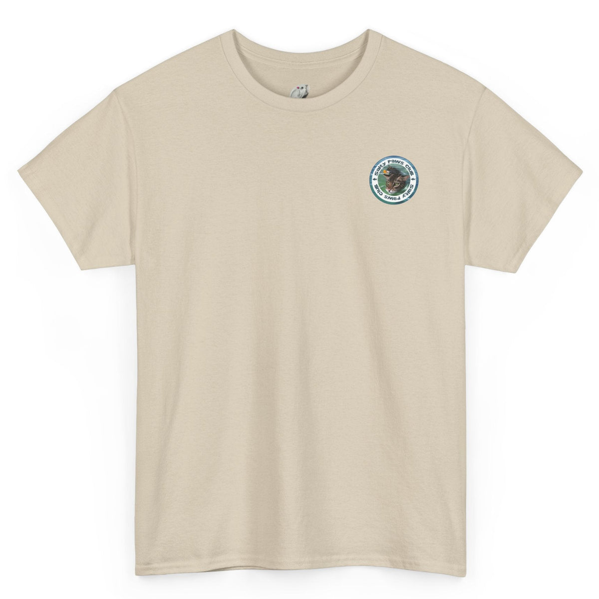 Salty Paws Club Tee - Flounder the Purrmaid & Life‑Vest Mouse Toy Shirt, shown in Sand