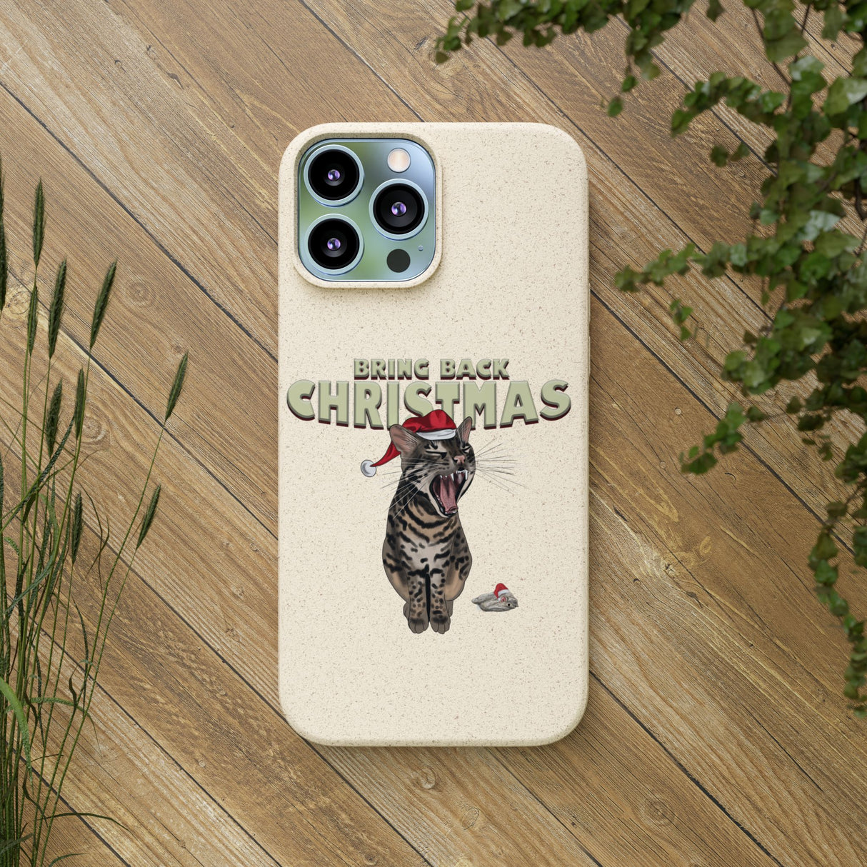 Flounder Cat - Bring Back Christmas Biodegradable Phone Case – Festive & Eco-Friendly