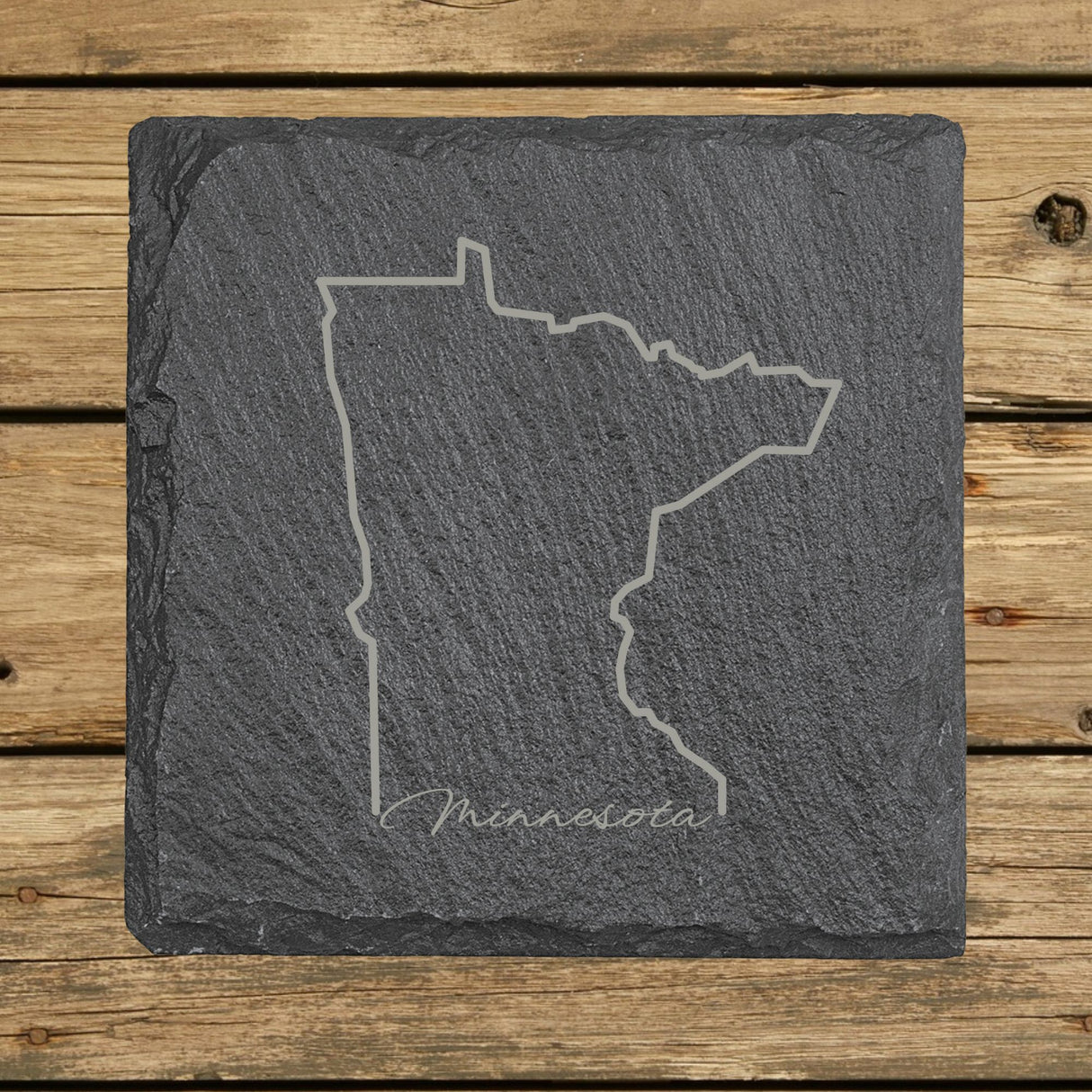 Minnesota Slate Coaster Set – Engraved Natural Stone (Set of 4)