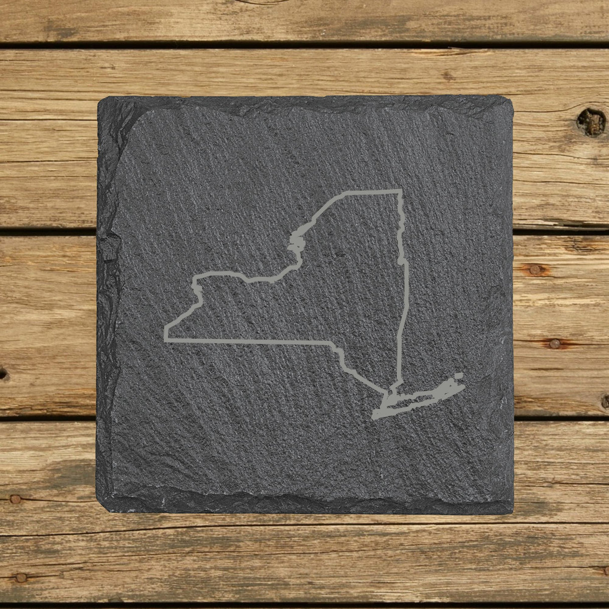 New York Slate Coaster Set – Engraved Natural Stone (Set of 4)