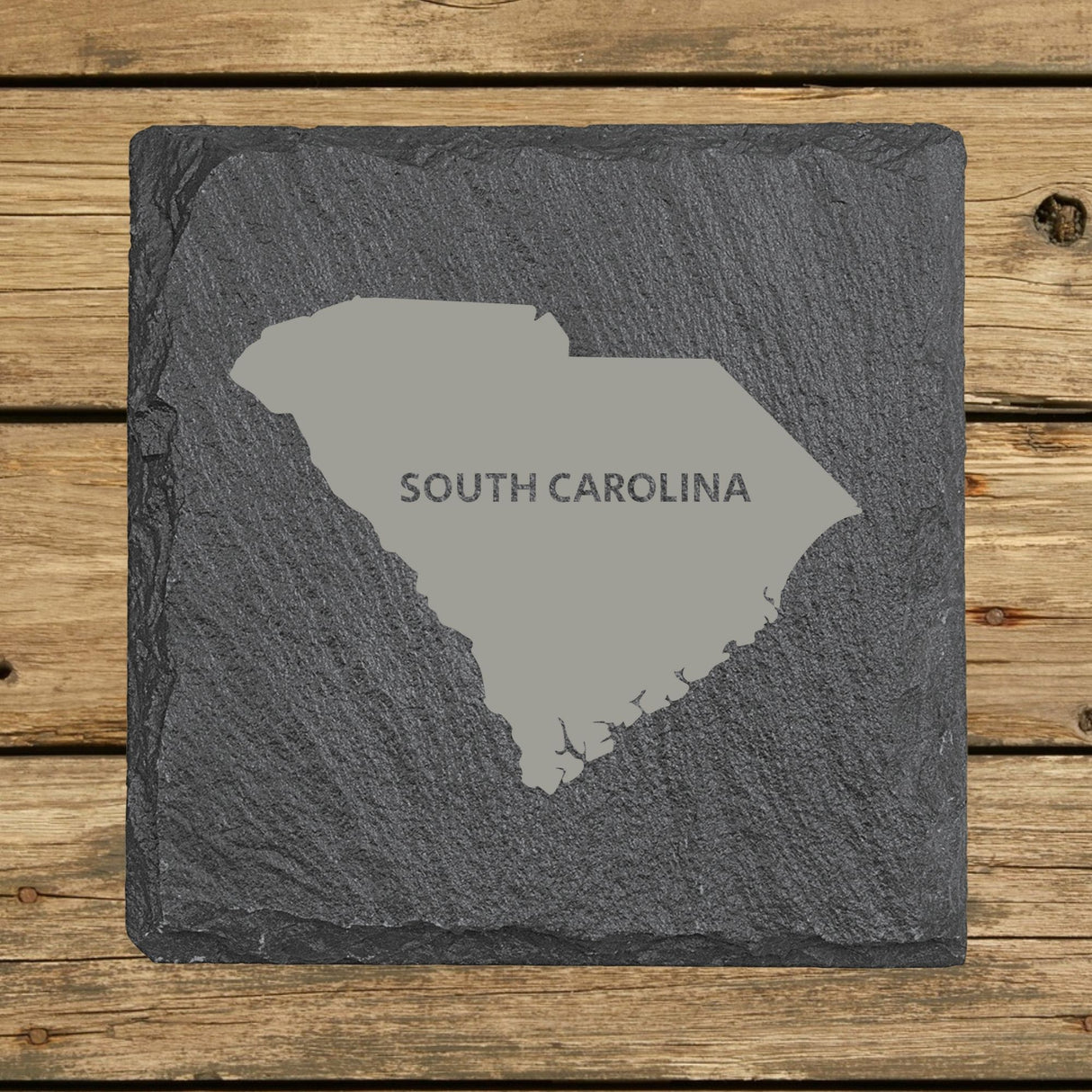 South Carolina Slate Coaster Set – Engraved Natural Stone (Set of 4)