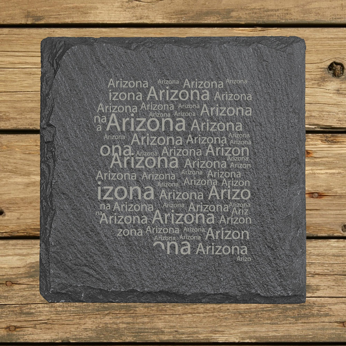 Arizona Slate Coaster Set – Engraved Natural Stone (Set of 4)