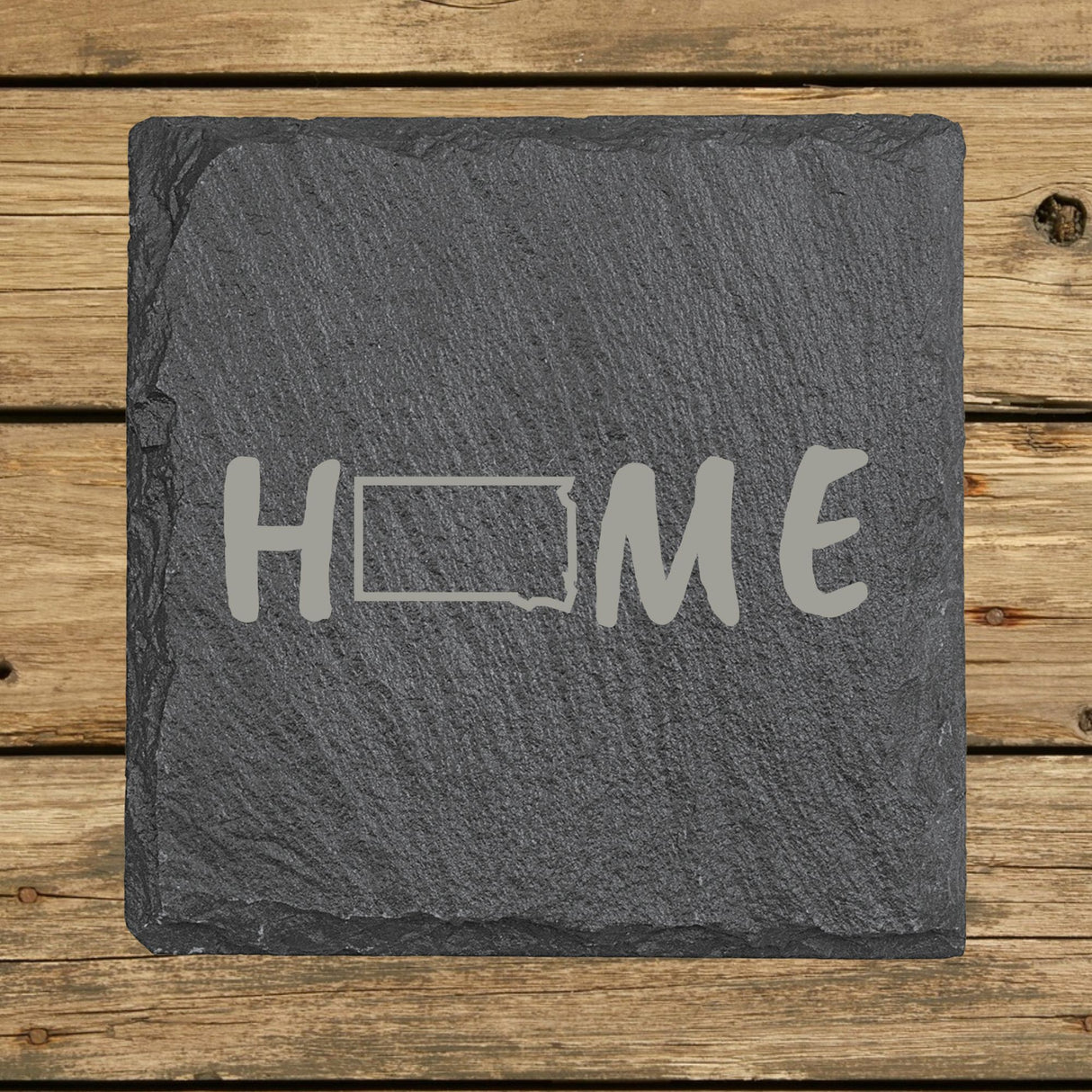South Dakota Slate Coaster Set – Engraved Natural Stone (Set of 4)