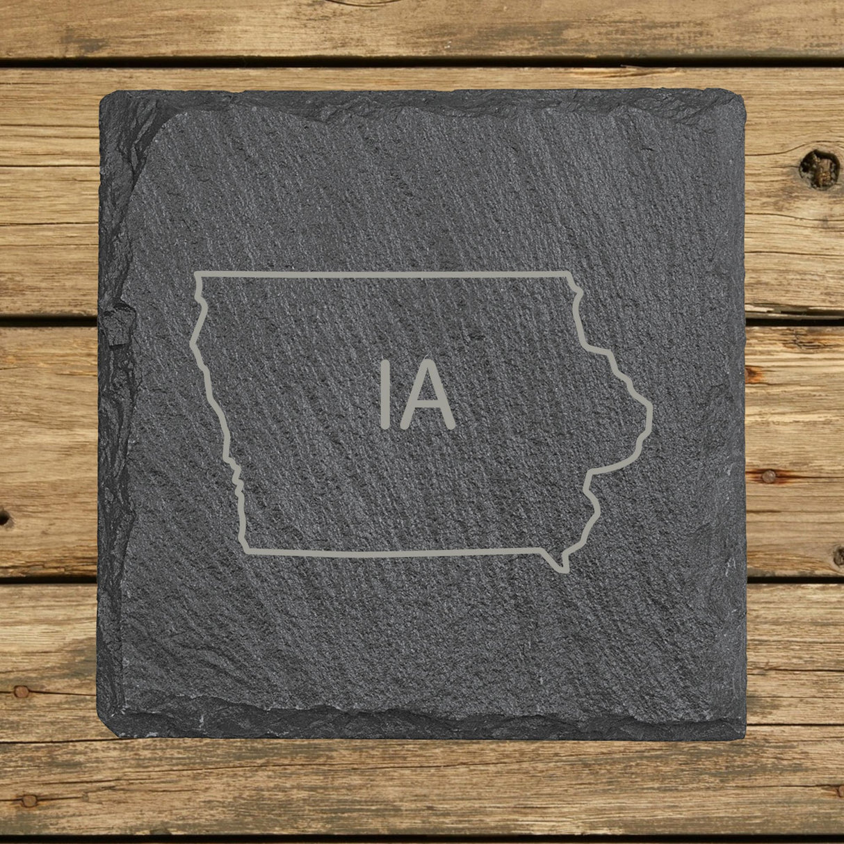 Iowa Slate Coaster Set – Engraved Natural Stone (Set of 4)
