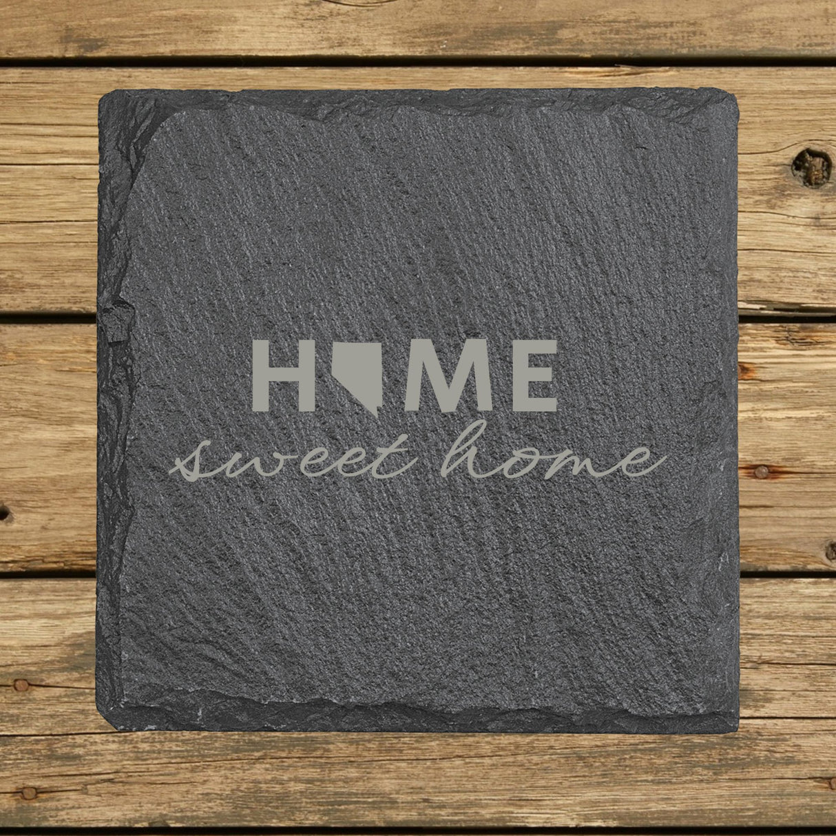 Nevada Slate Coaster Set – Engraved Natural Stone (Set of 4)