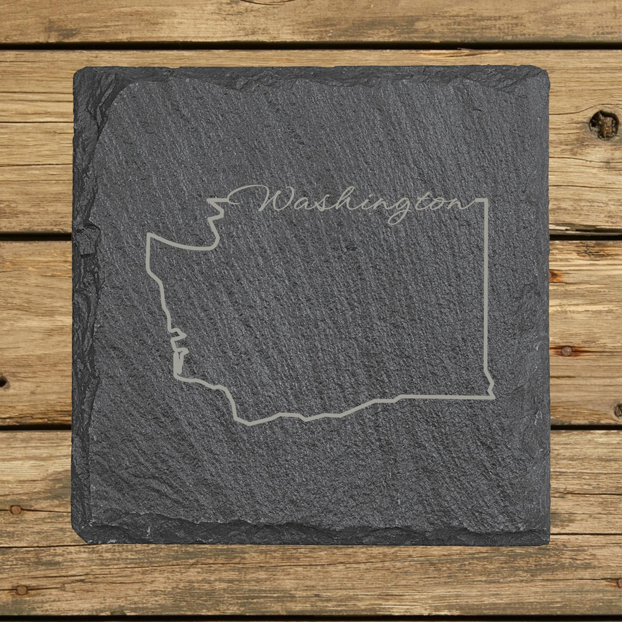 Washington Slate Coaster Set – Engraved Natural Stone (Set of 4)