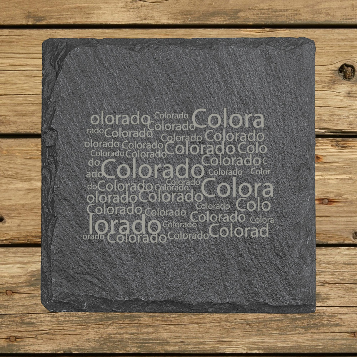 Colorado Slate Coaster Set – Engraved Natural Stone (Set of 4)