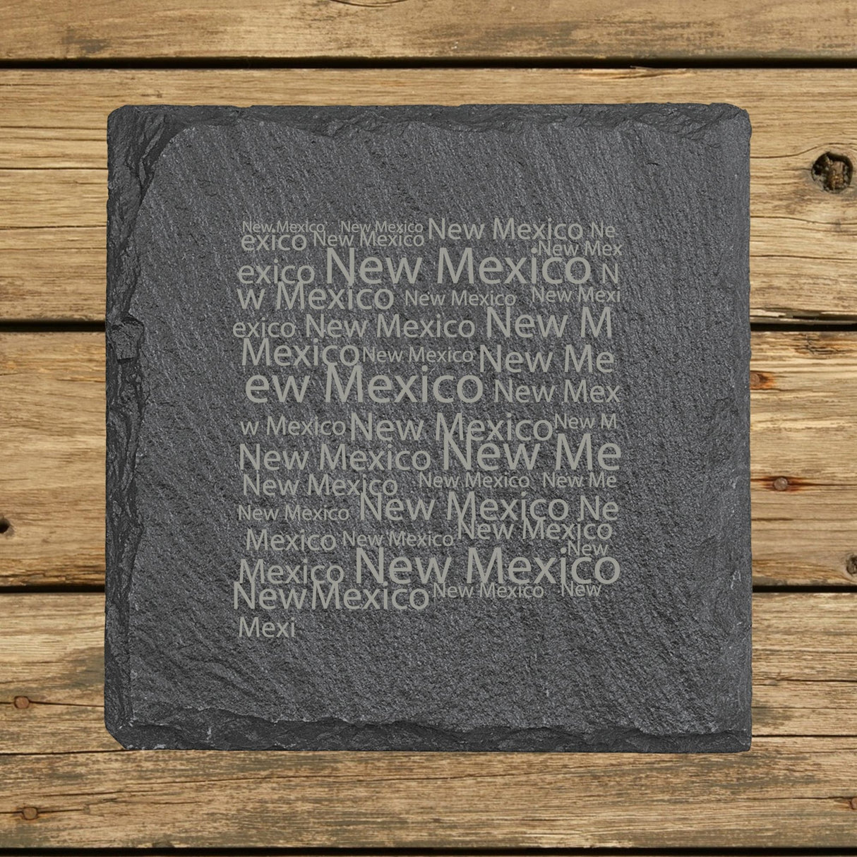 New Mexico Slate Coaster Set – Engraved Natural Stone (Set of 4)