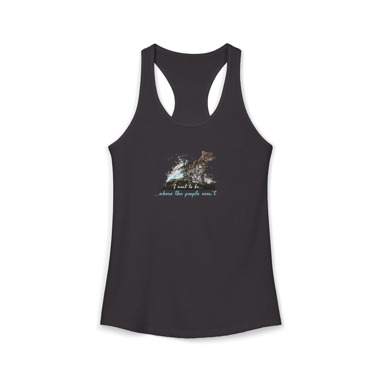 Purrmaid Flounder Racerback Tank — "I Want to Be Where the People Aren't"
