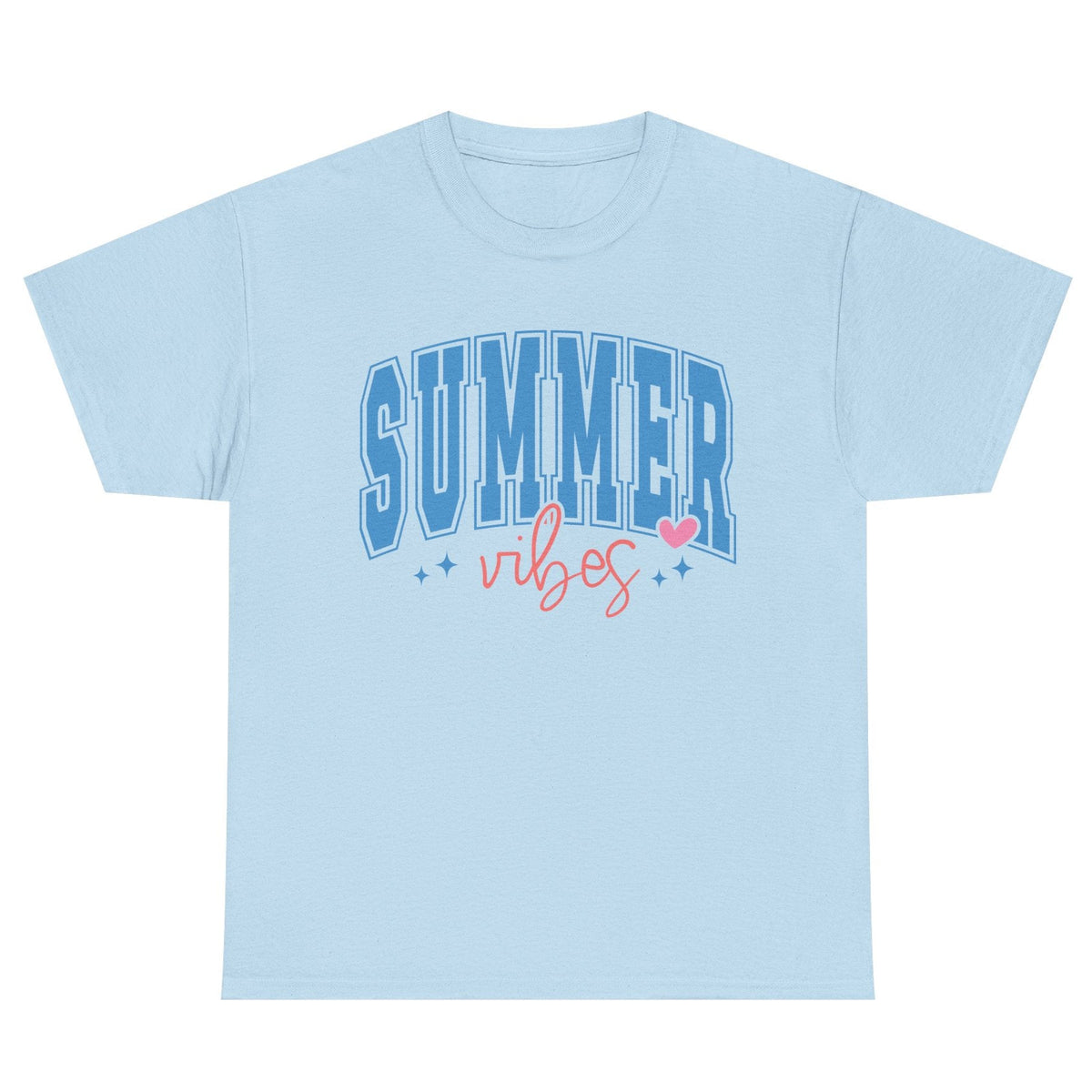 Summer Vibes collegiate lettering cotton tee in light blue