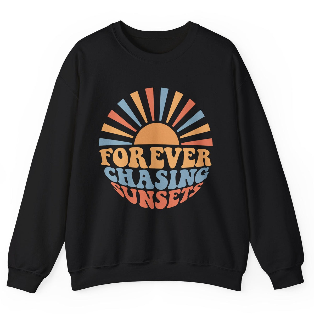 Forever Chasing Sunsets crewneck sweatshirt in black