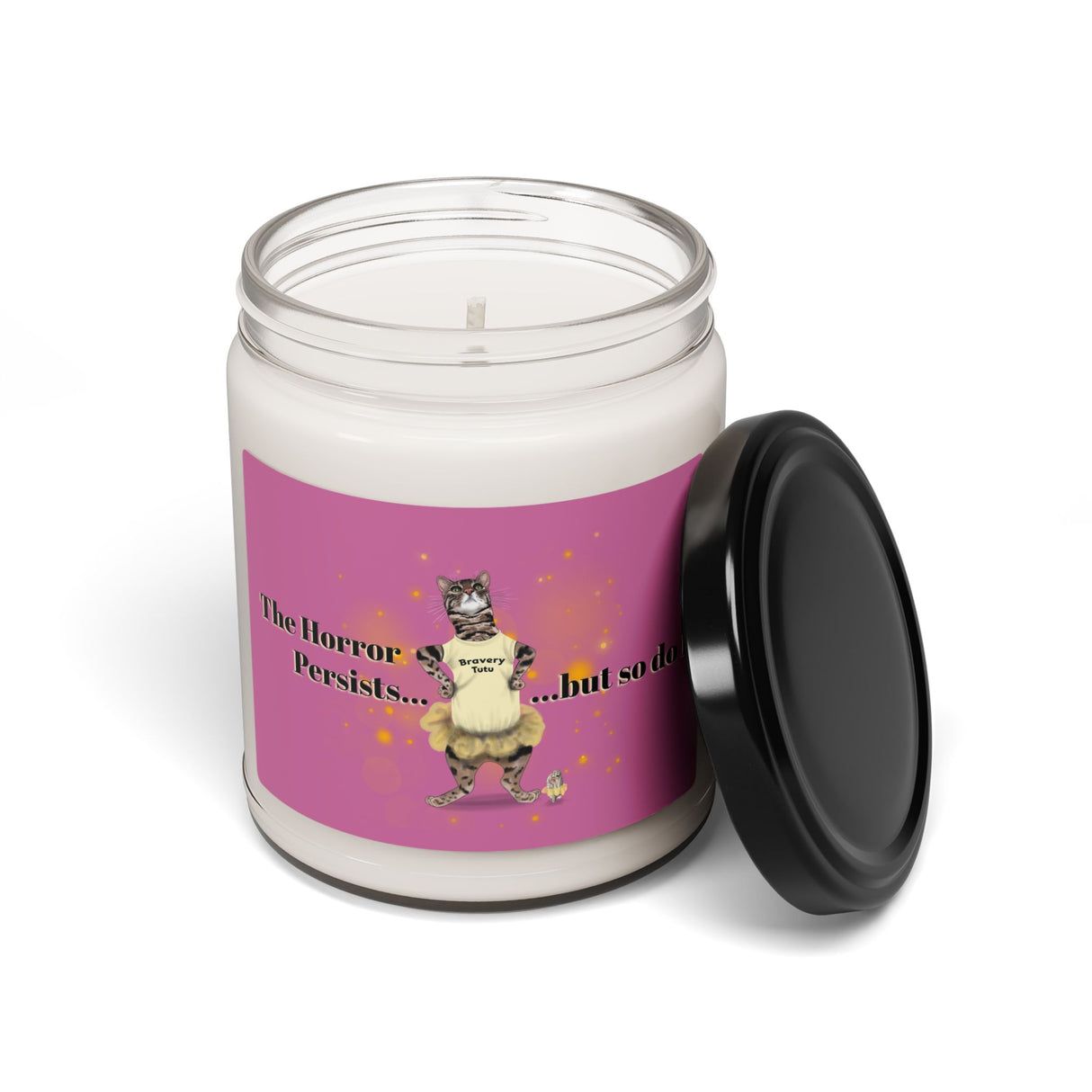 Scented Soy Candle, 9oz - Bravery Tutu design featuring Flounder with Mouse Toy by her side
