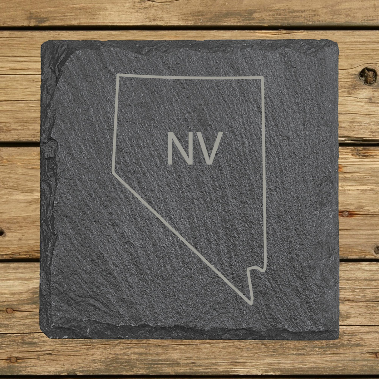 Nevada Slate Coaster Set – Engraved Natural Stone (Set of 4)