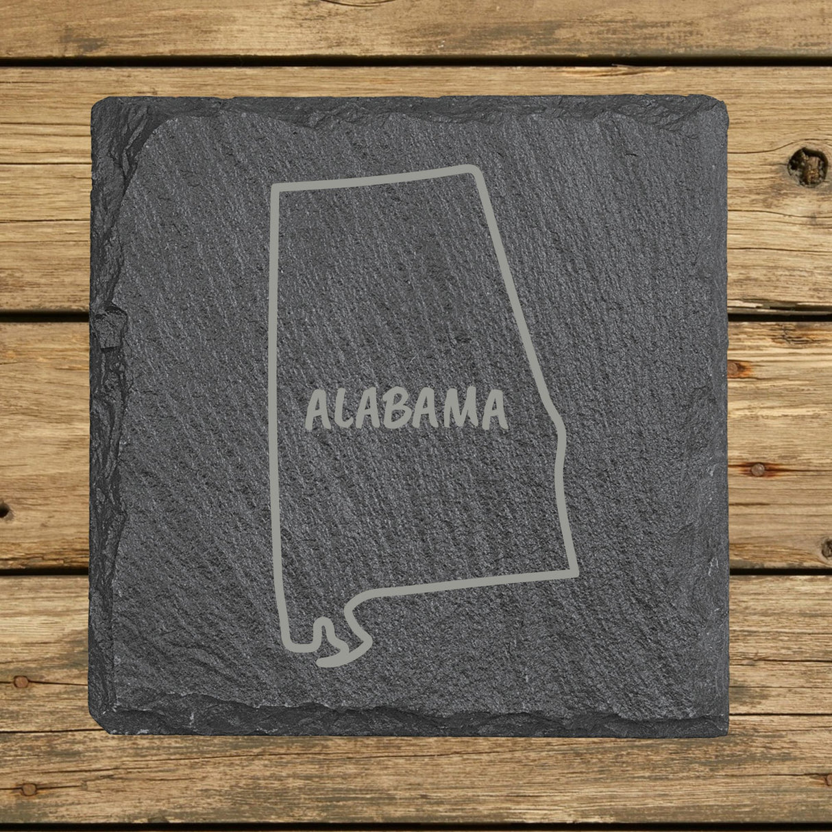 Alabama Slate Coaster Set – Engraved Natural Stone (Set of 4)
