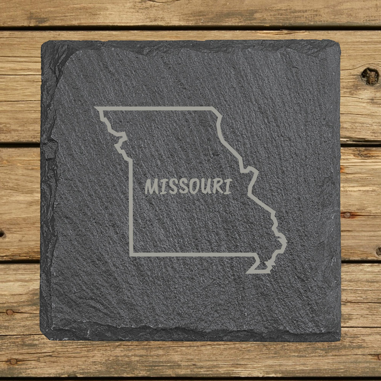 Missouri Slate Coaster Set – Engraved Natural Stone (Set of 4)