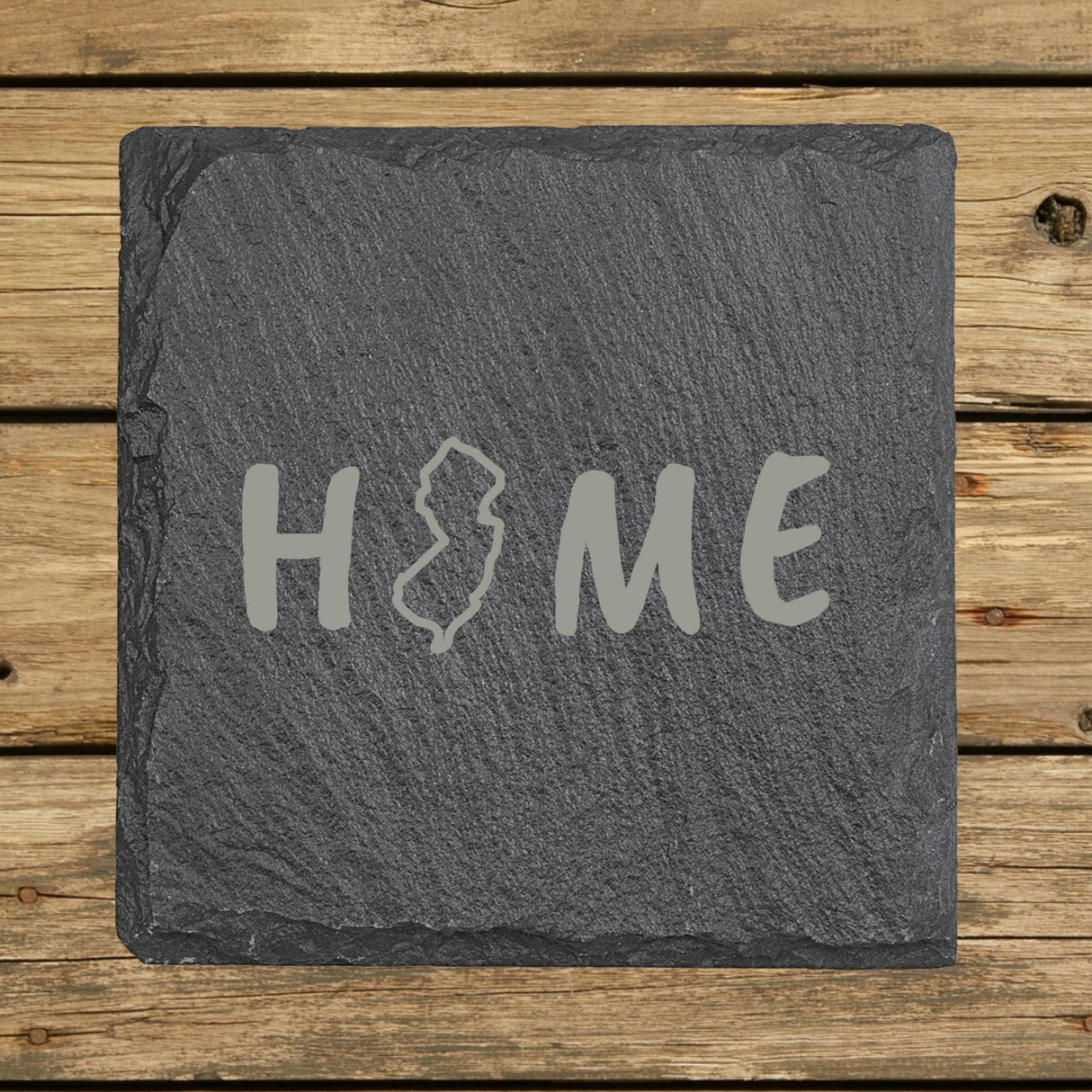 New Jersey Slate Coaster Set – Engraved Natural Stone (Set of 4)