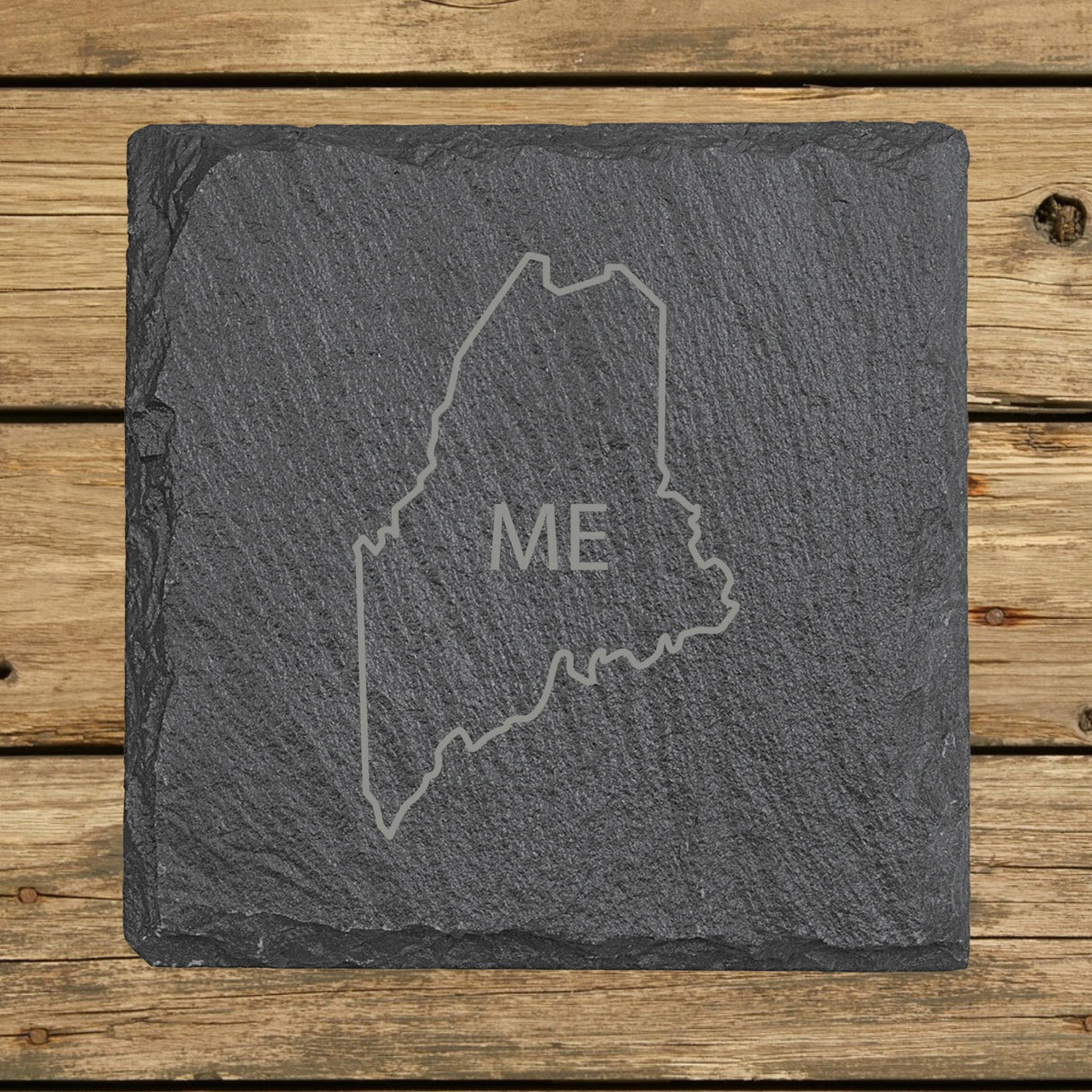 Maine Slate Coaster Set – Engraved Natural Stone (Set of 4)