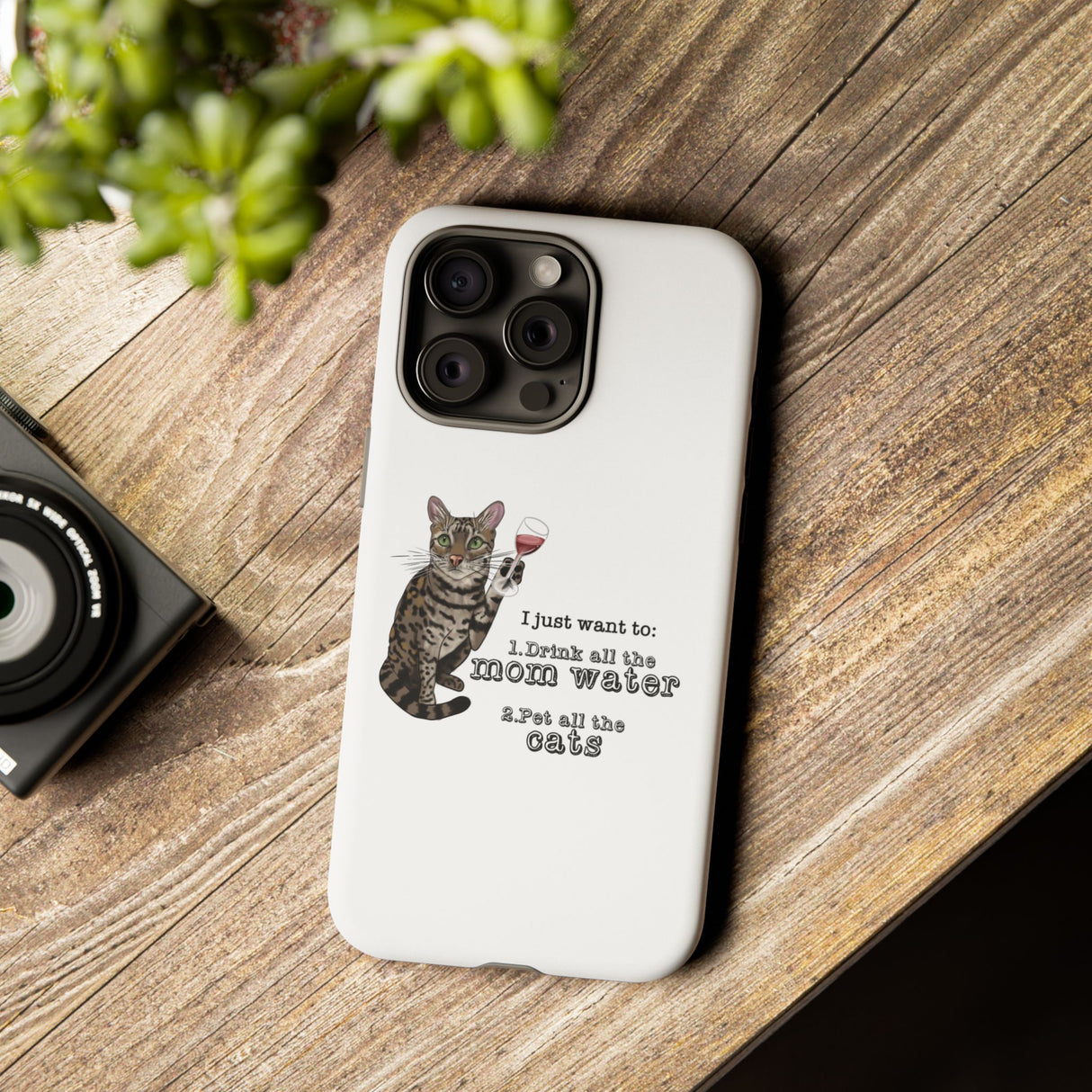 Flounder the Talking Cat Wine Glass Phone Case – "II just want to drink all the mom water"