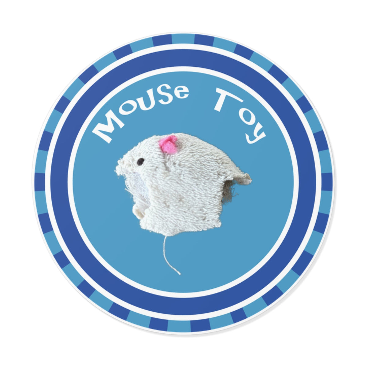 Mouse Toy vinyl die cut sticker, Flounder the Purrmaid's favorite cat toy