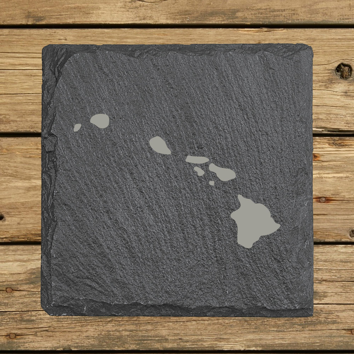 Hawaii Slate Coaster Set – Engraved Natural Stone (Set of 4)