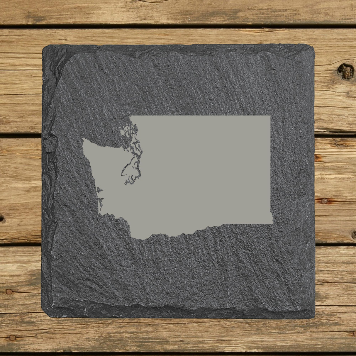 Washington Slate Coaster Set – Engraved Natural Stone (Set of 4)