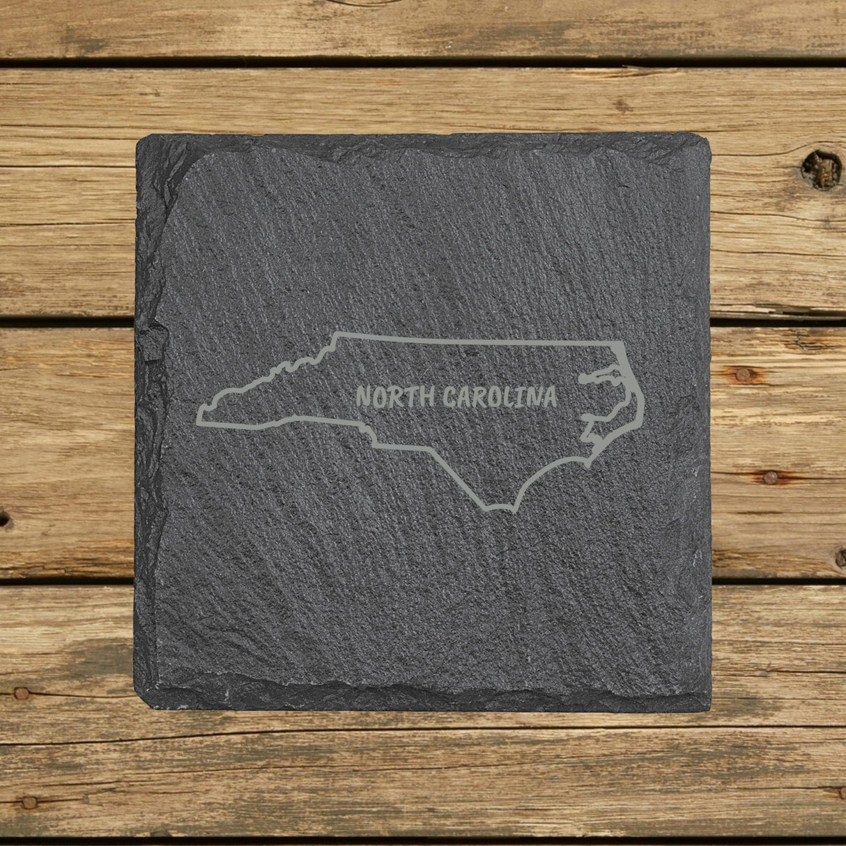 North Carolina Slate Coaster Set – Engraved Natural Stone (Set of 4)