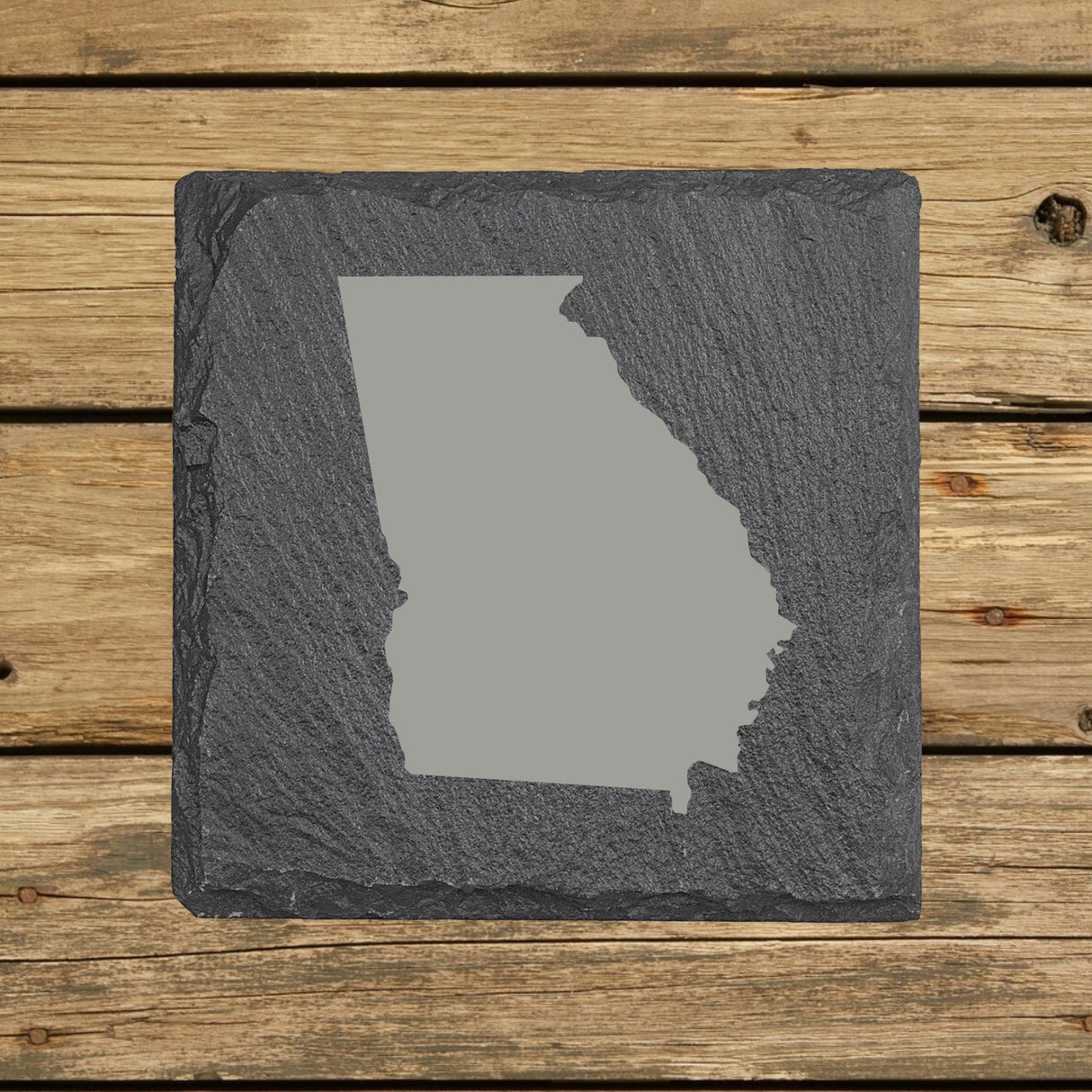 Georgia Slate Coaster Set – Engraved Natural Stone (Set of 4)