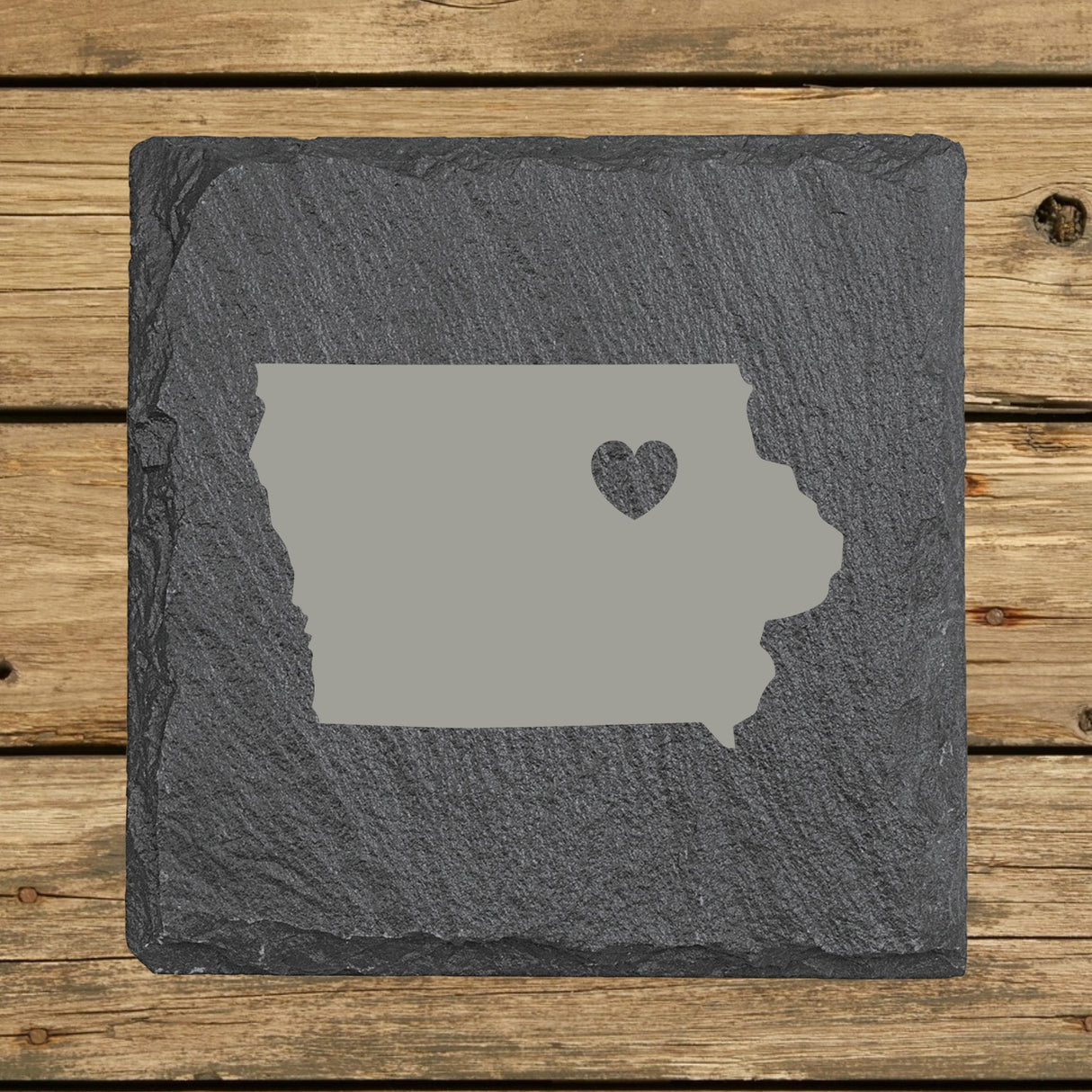 Iowa Slate Coaster Set – Engraved Natural Stone (Set of 4)
