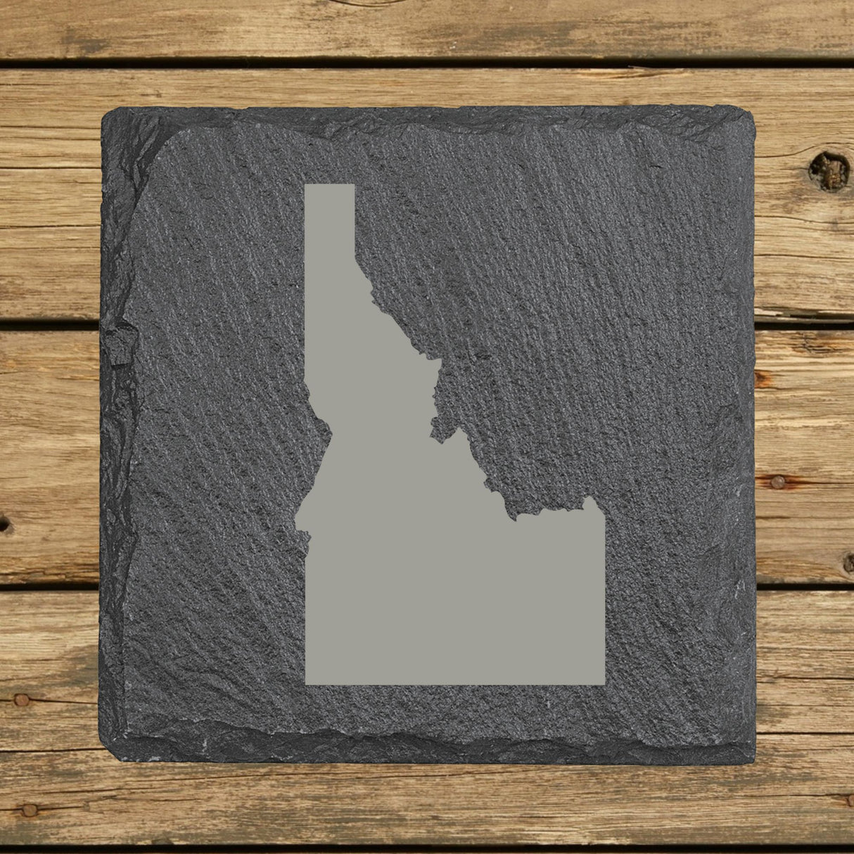 Idaho Slate Coaster Set – Engraved Natural Stone (Set of 4)
