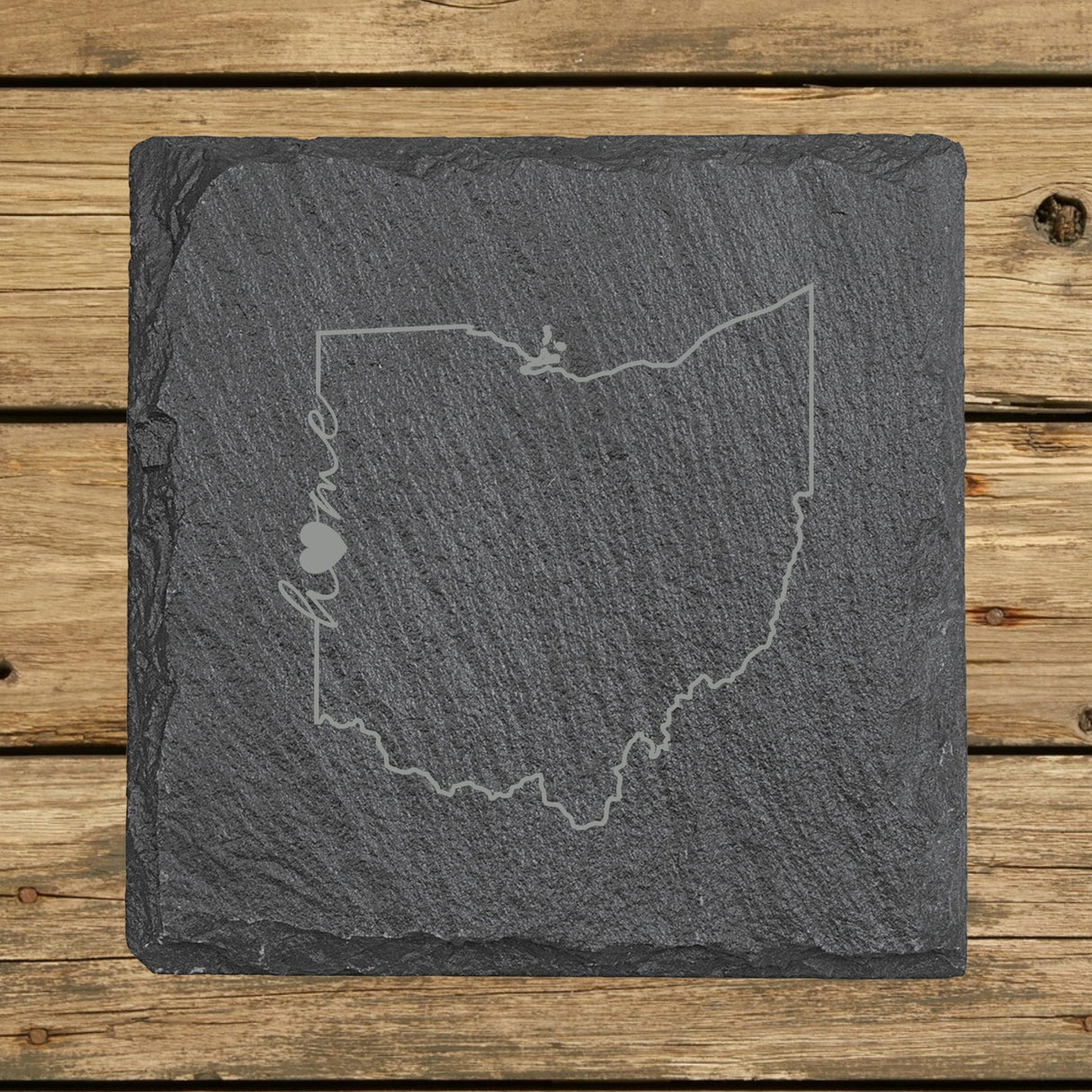 Ohio Slate Coaster Set – Engraved Natural Stone (Set of 4)