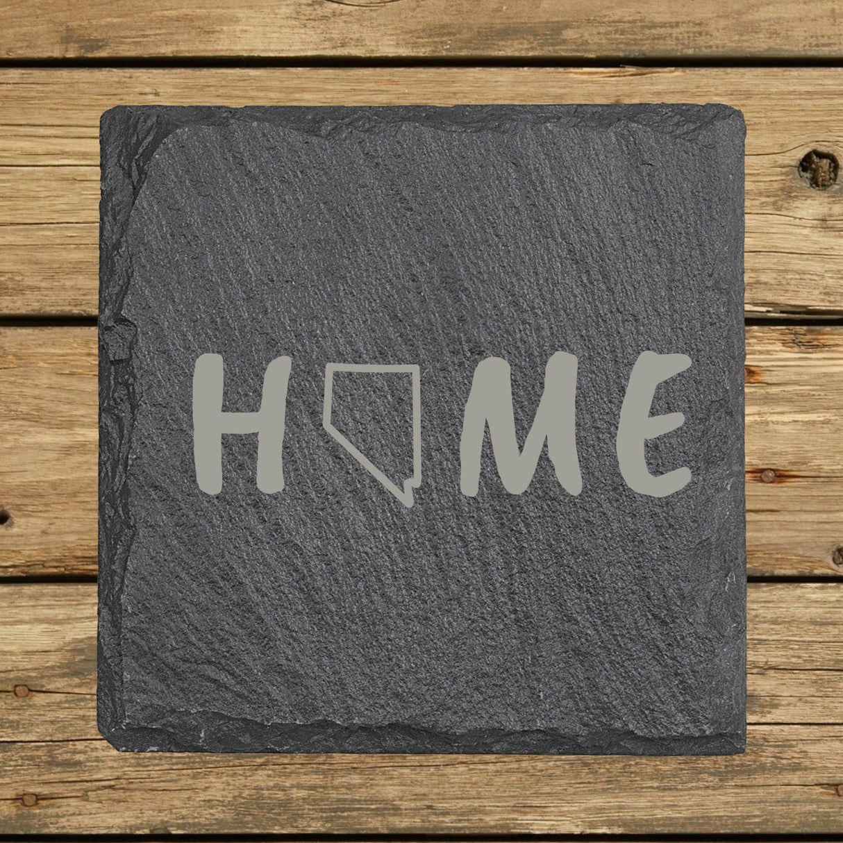 Nevada Slate Coaster Set – Engraved Natural Stone (Set of 4)