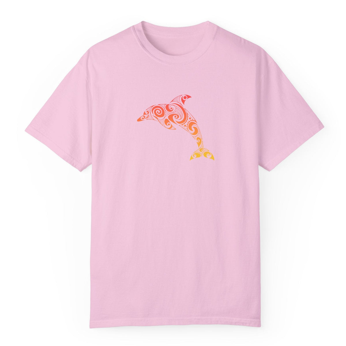 Colorful tribal dolphin t-shirt in blossom