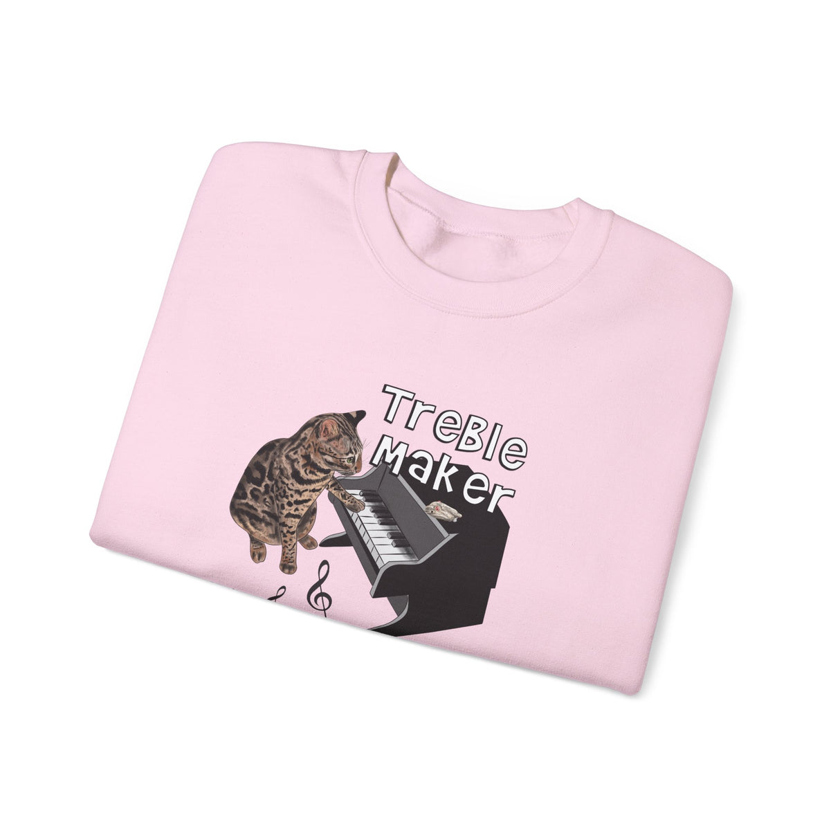 Unisex Sweatshirt - Treble Maker Design featuring Flounder the Purrmaid Playing Piano for Mouse Toy