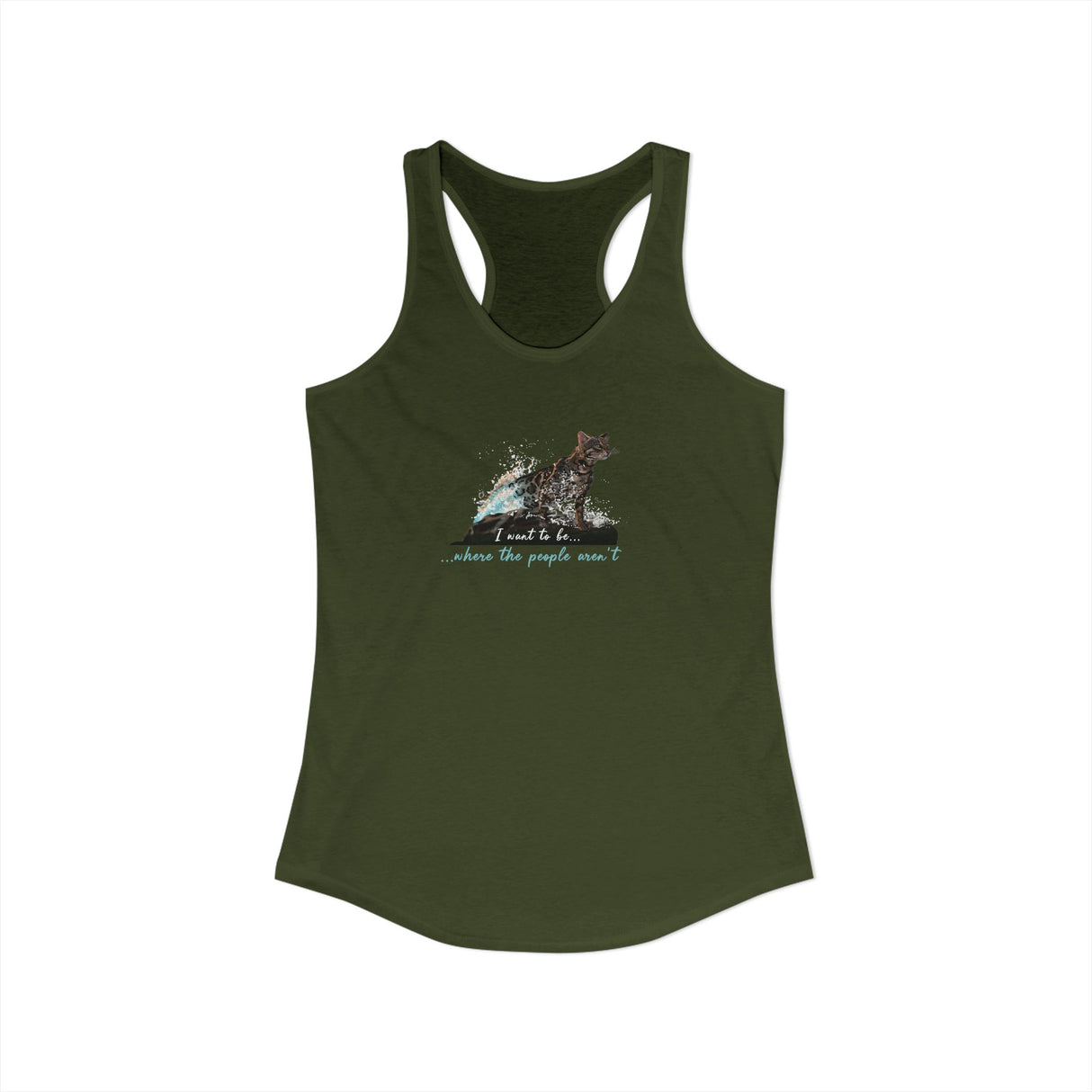 Purrmaid Flounder Racerback Tank — "I Want to Be Where the People Aren't"