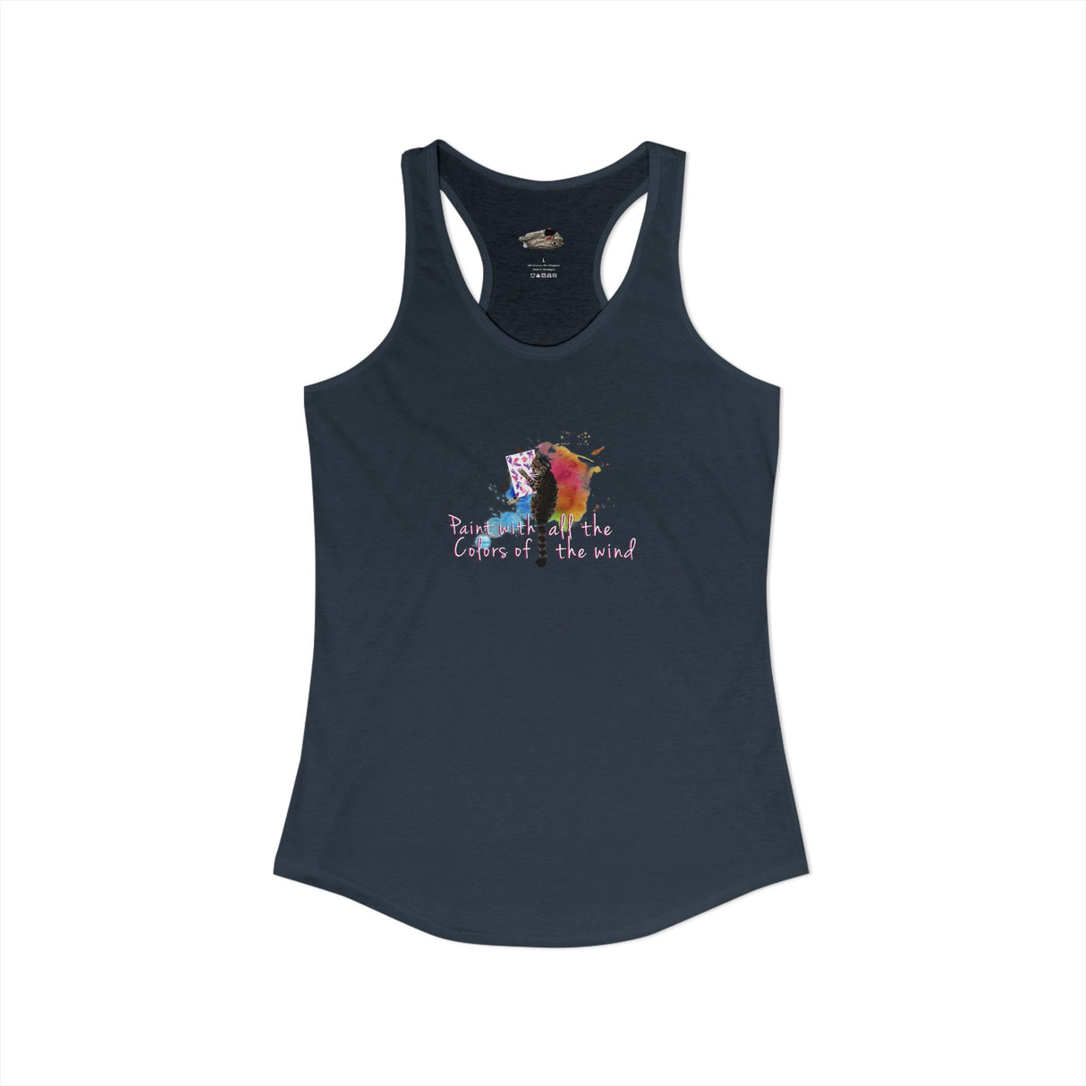 Women's Racerback Tank — "Paint With All the Colors of the Wind" Flounder the Purrcasso Art Tank